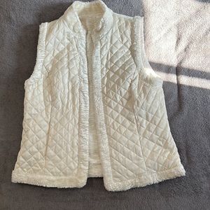 Ralph Lauren Faux Persian Fur Quilted Reversible White Vest Womens